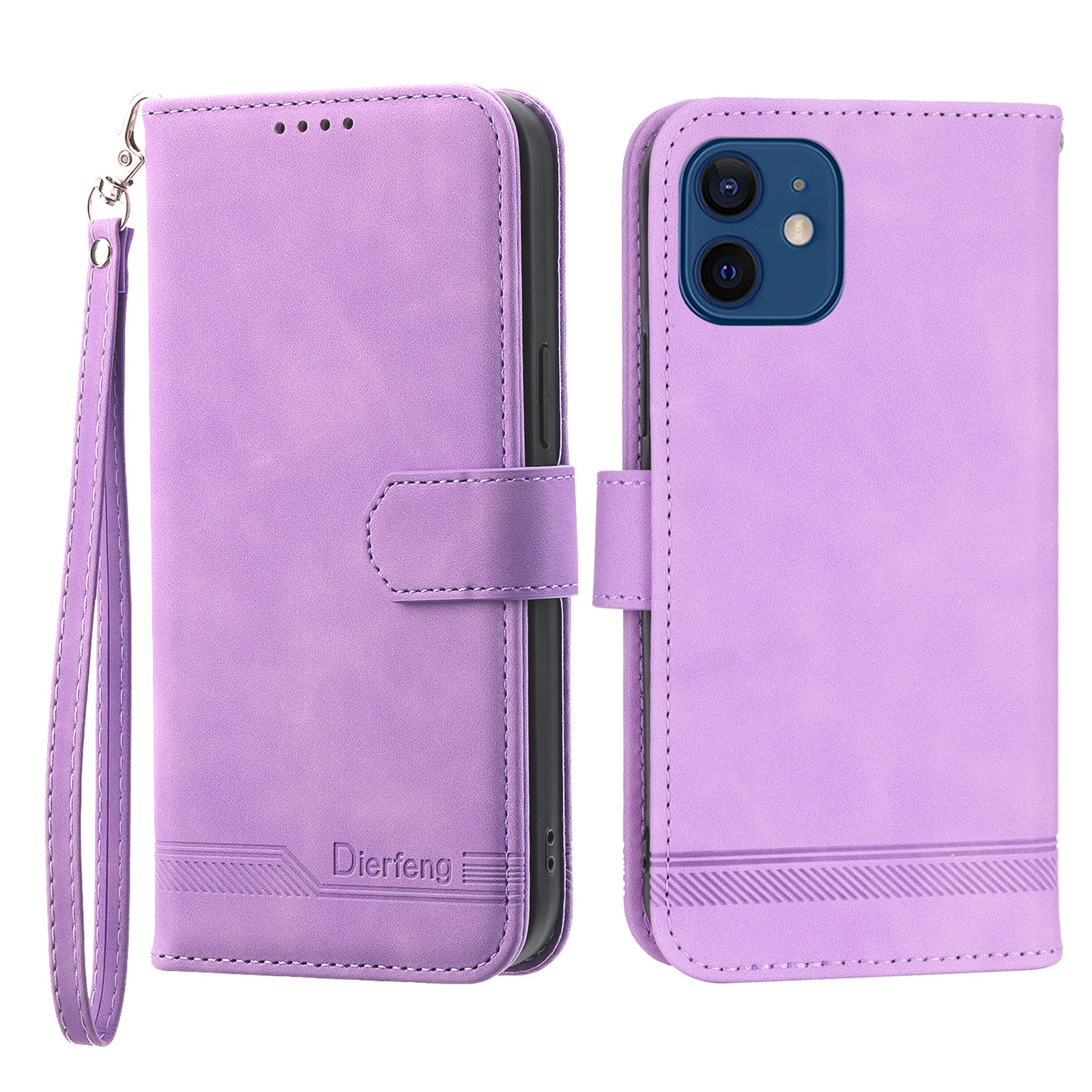DIERFENG DF-03 Anti-scratch Leather Phone Case Stand Wallet for iPhone 12 12 Pro 6.1 inch Lines Imprinted Anti-drop Phone Cover DIERFENG DF-03 Anti-scratch Leather Phone Case Stand Wallet for iPhone 12 12 Pro 6.1 inch Lines Imprinted Anti-drop Phone Cover